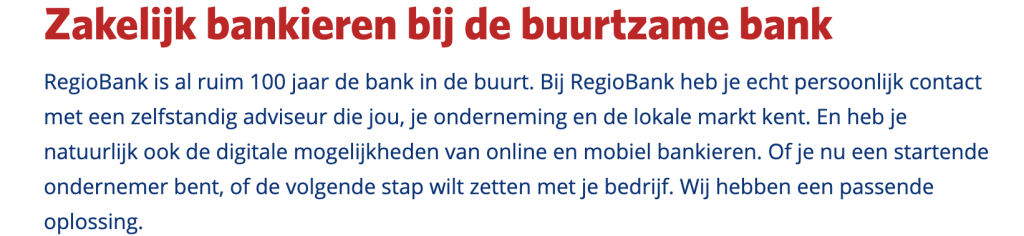 Over RegioBank zakelijke spaarrekening