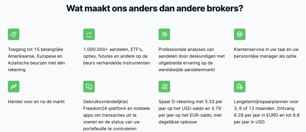 Sterke punten Freedom24 zakelijke spaarrekening