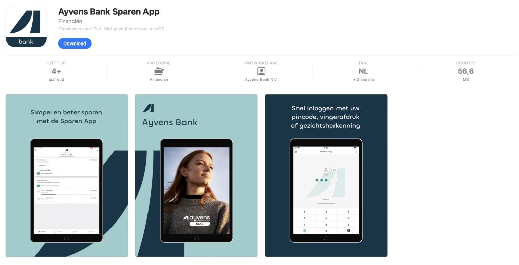 Ayvens Bank sparen app downloaden